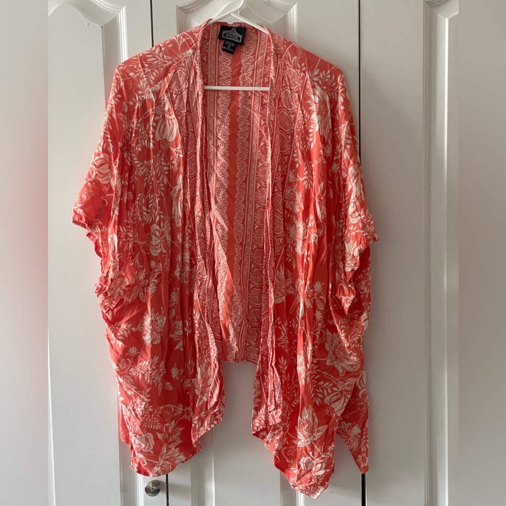 Angie size small orange cover up with floral design